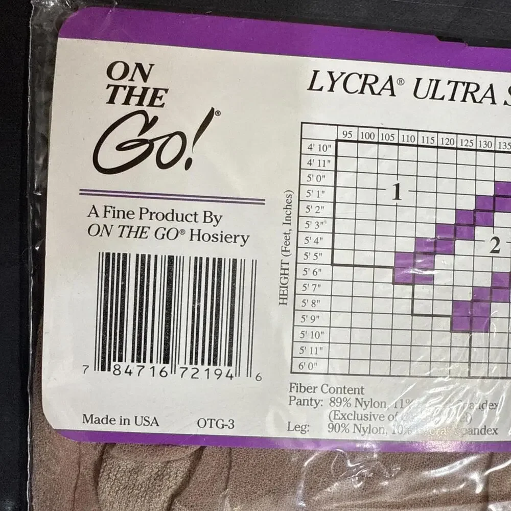 On The Go Hosiery Control Top Pantyhose Panty Hose Stockings Size 2‎ Nude New